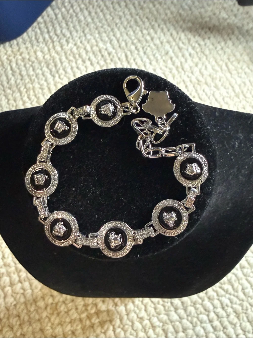 Silver-Tone Round Link Crystal Bracelet - Women Jewelry